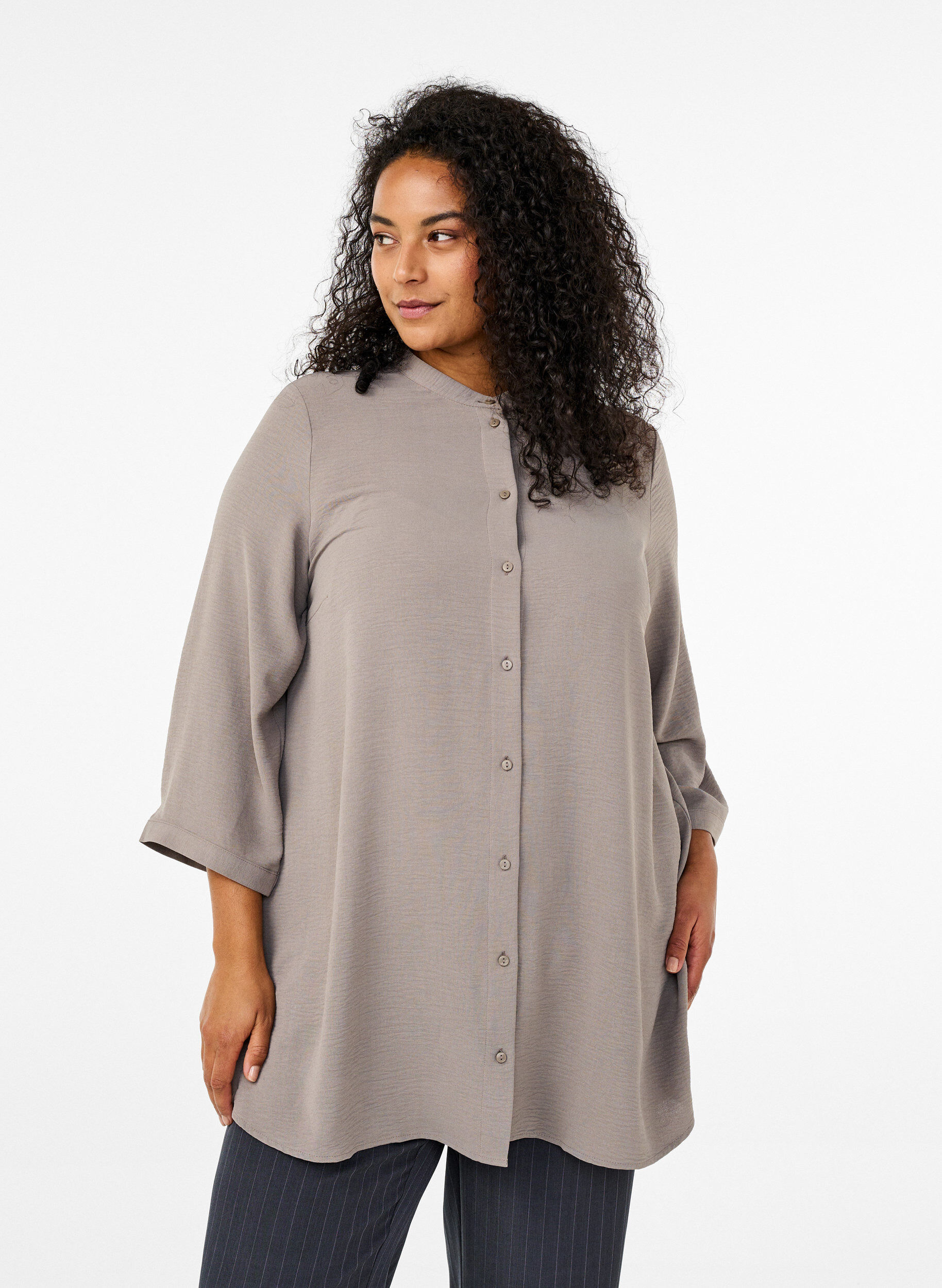 Tunika mit 3/4-&Auml;rmeln, Beige, Model
