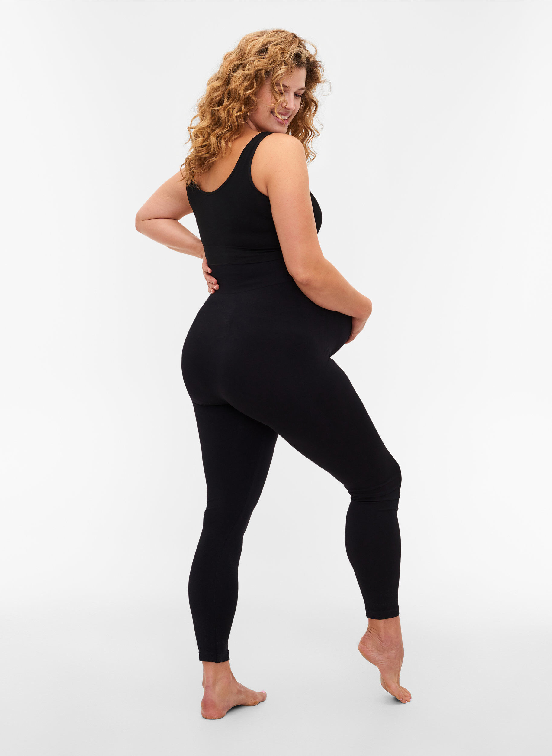 Zizzi Seamless Umstands-Leggings, Black, Model image number 0
