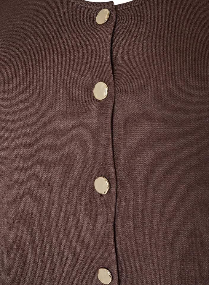 &Auml;rmellose Strickweste mit Zierkn&ouml;pfen, Braun, Packshot
