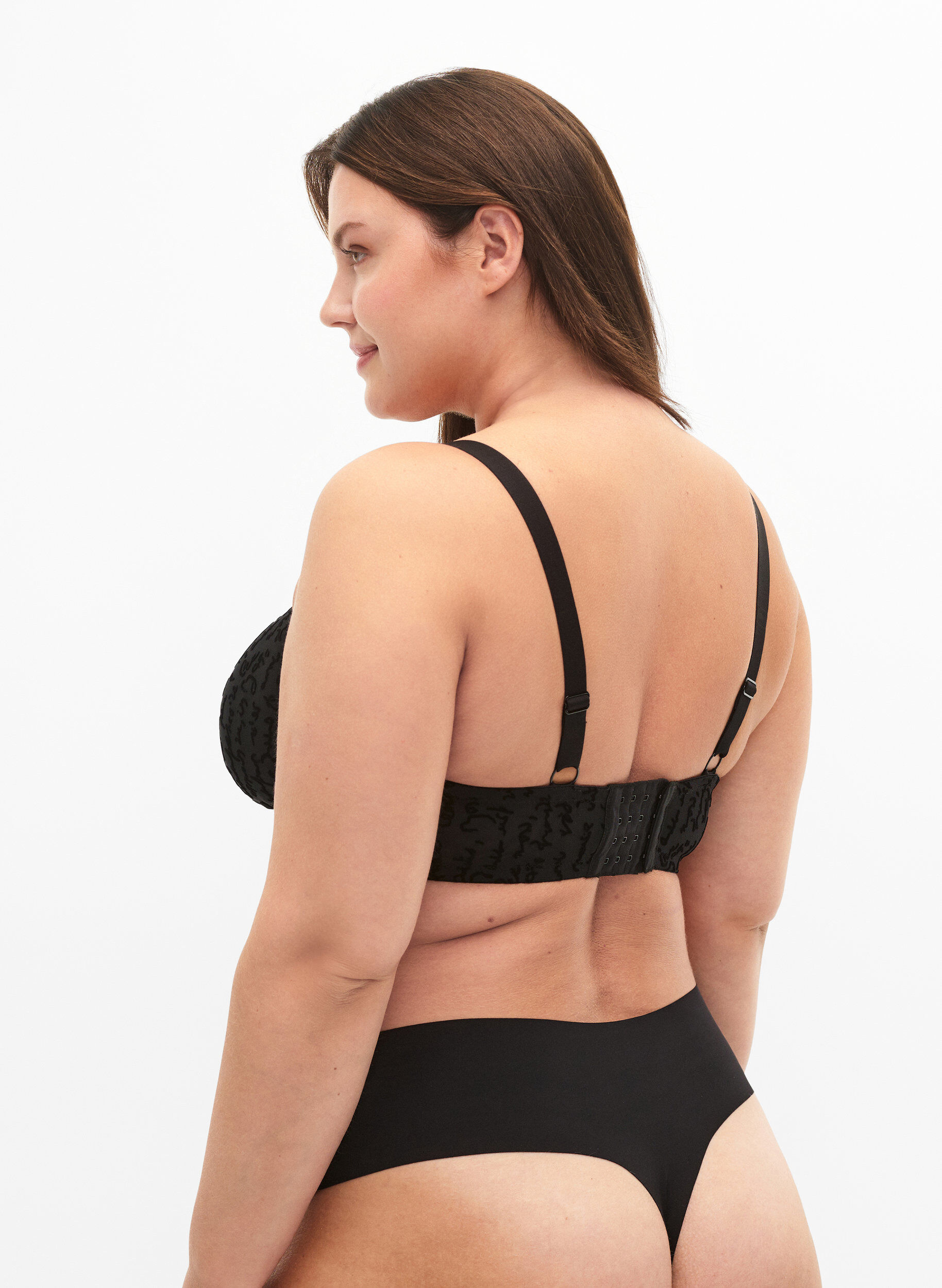 Zizzi Full-Cover BH mit Textdruck, Black, Model image number 1