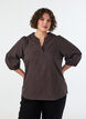 Karierte Bluse mit V-Ausschnitt und 3/4-&Auml;rmeln, Braun, Model image number 0