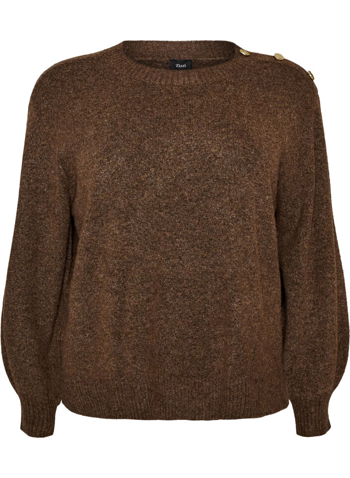 Strickbluse mit Knopfleiste, Braun, Packshot image number 0
