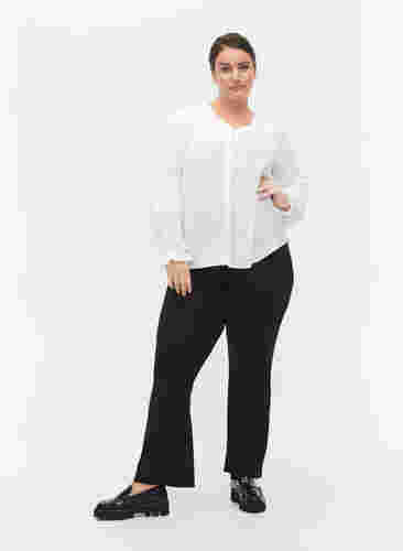 Bluse mit langen Ärmeln und Knopfverschluss, Bright White, Model image number 3