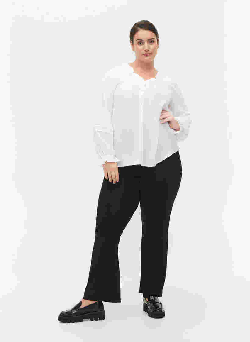 Bluse mit langen Ärmeln und Knopfverschluss, Bright White, Model image number 3