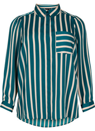 Gestreiftes langärmeliges Hemd, Green Stripe, Packshot image number 0