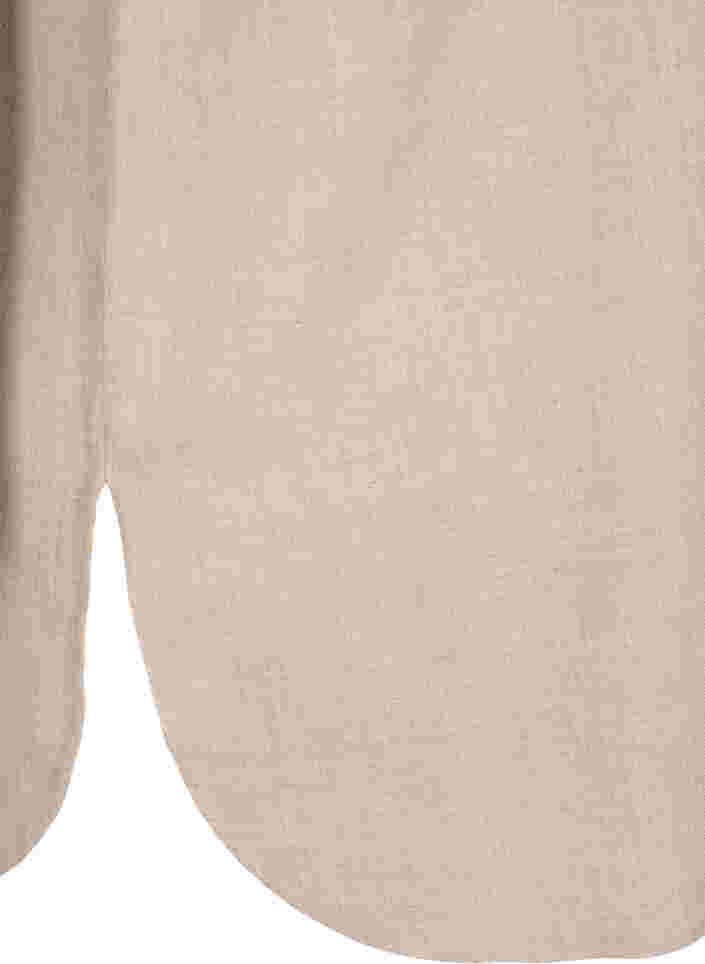 Lange Hemdbluse mit 3/4-Ärmeln und V-Ausschnitt, Simply Taupe, Packshot image number 3