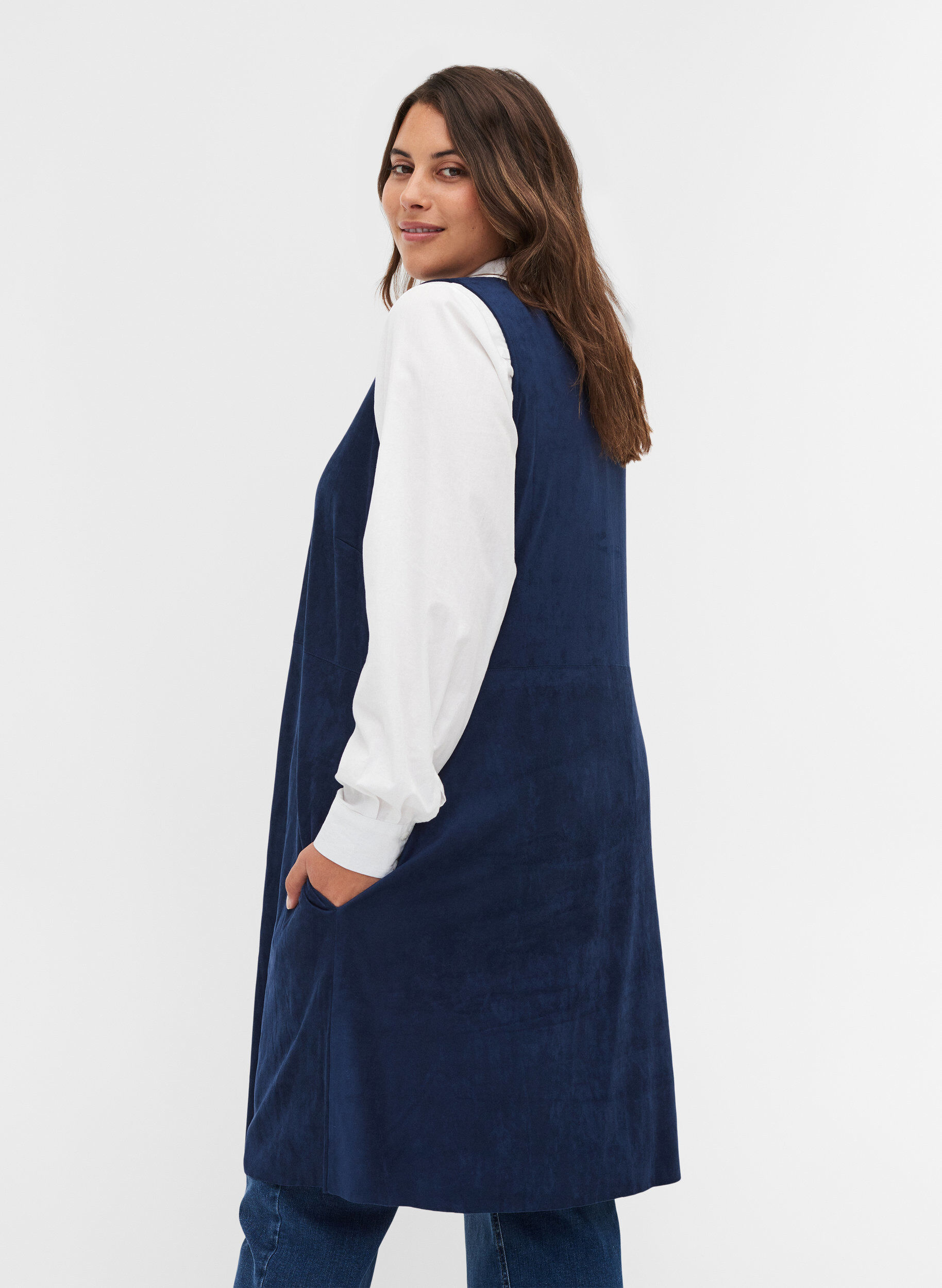 Zizzi &Auml;rmelloses Kleid mit A-Form, Dark Blue, Model image number 1