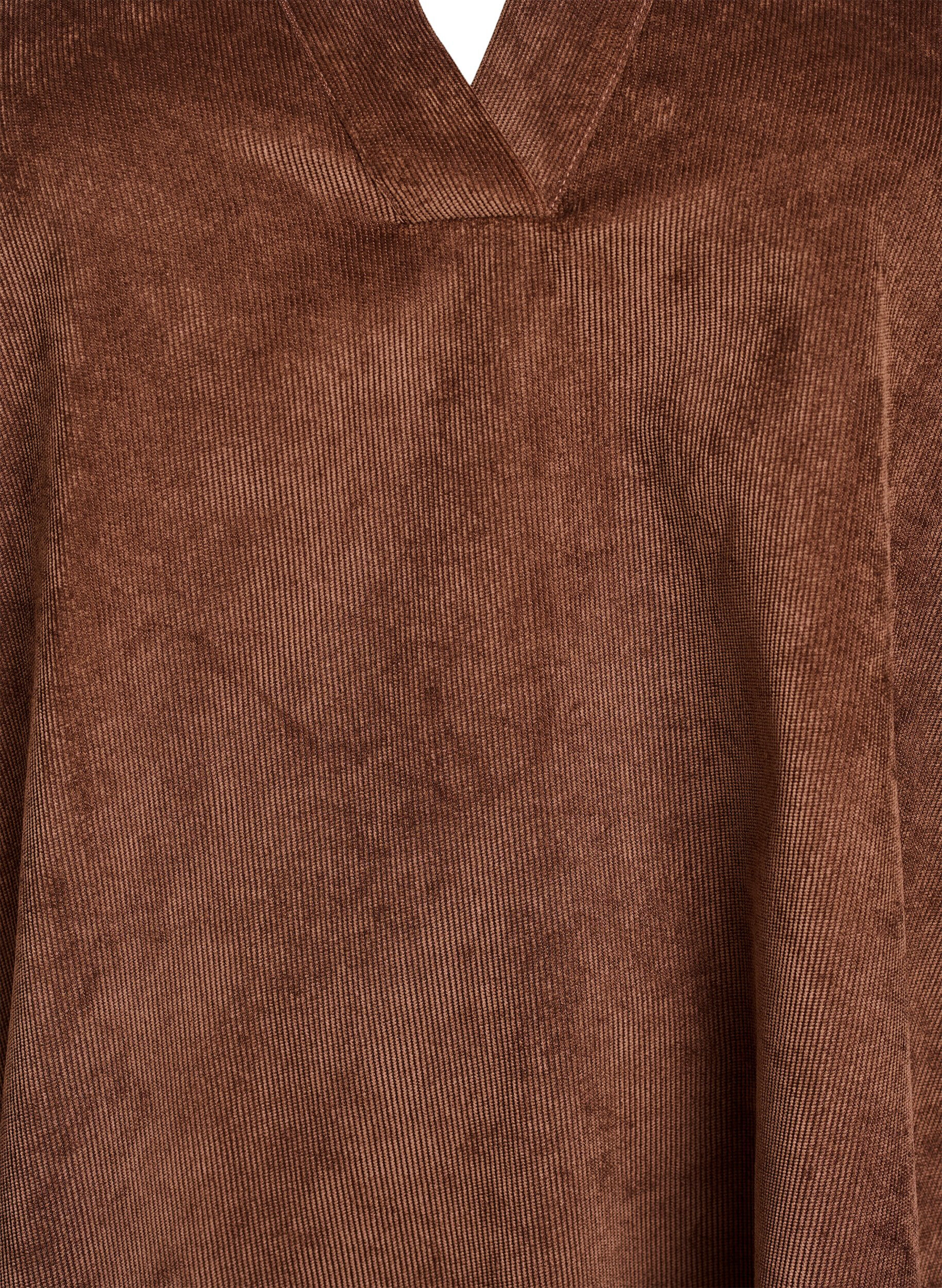 Zizzi Kurzes Samtkleid mit langen &Auml;rmeln, Braun, Packshot image number 2