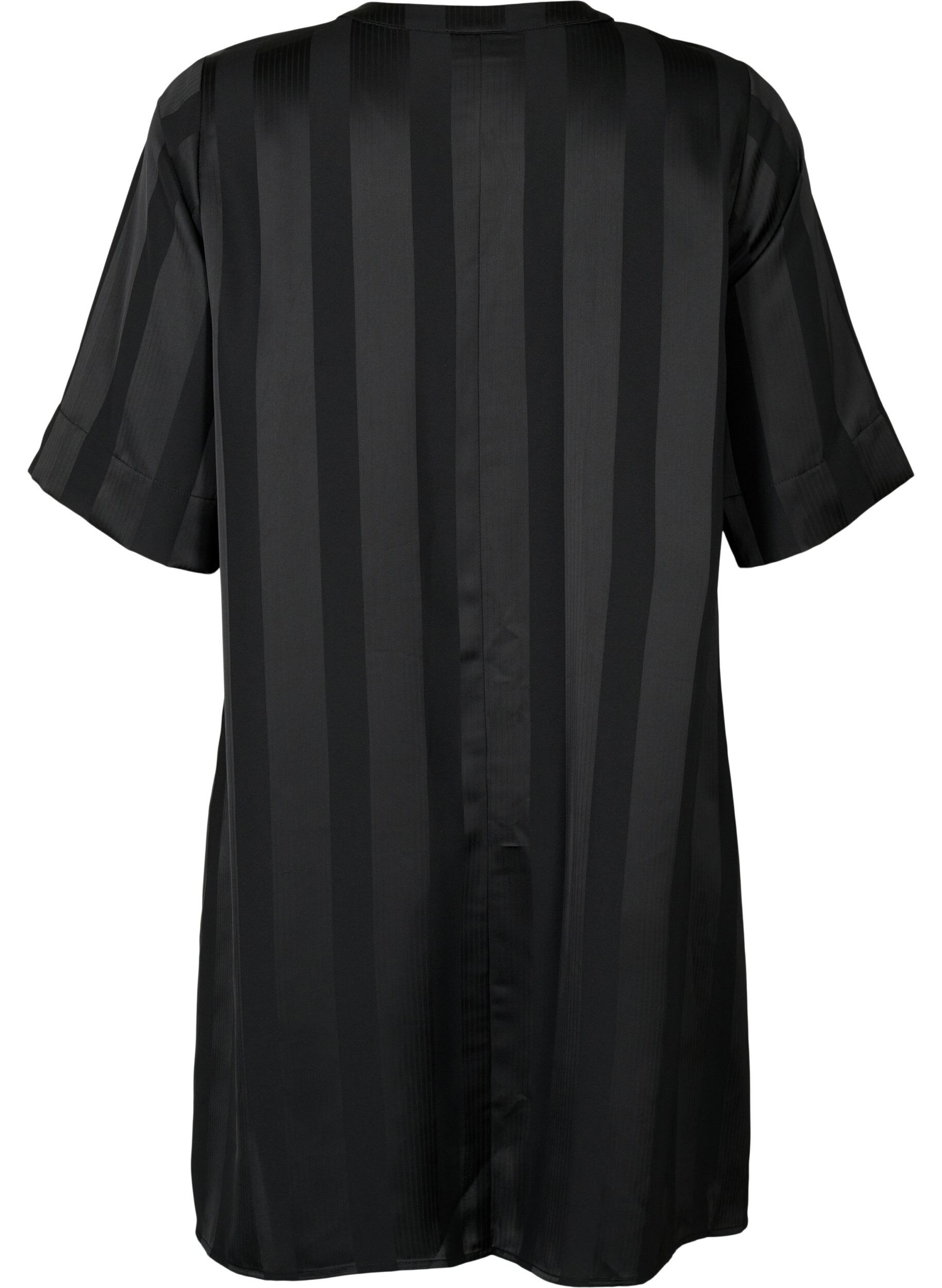 Zizzi A-Linien-Kleid mit Streifen und 1/2-&Auml;rmeln, Black, Packshot image number 1