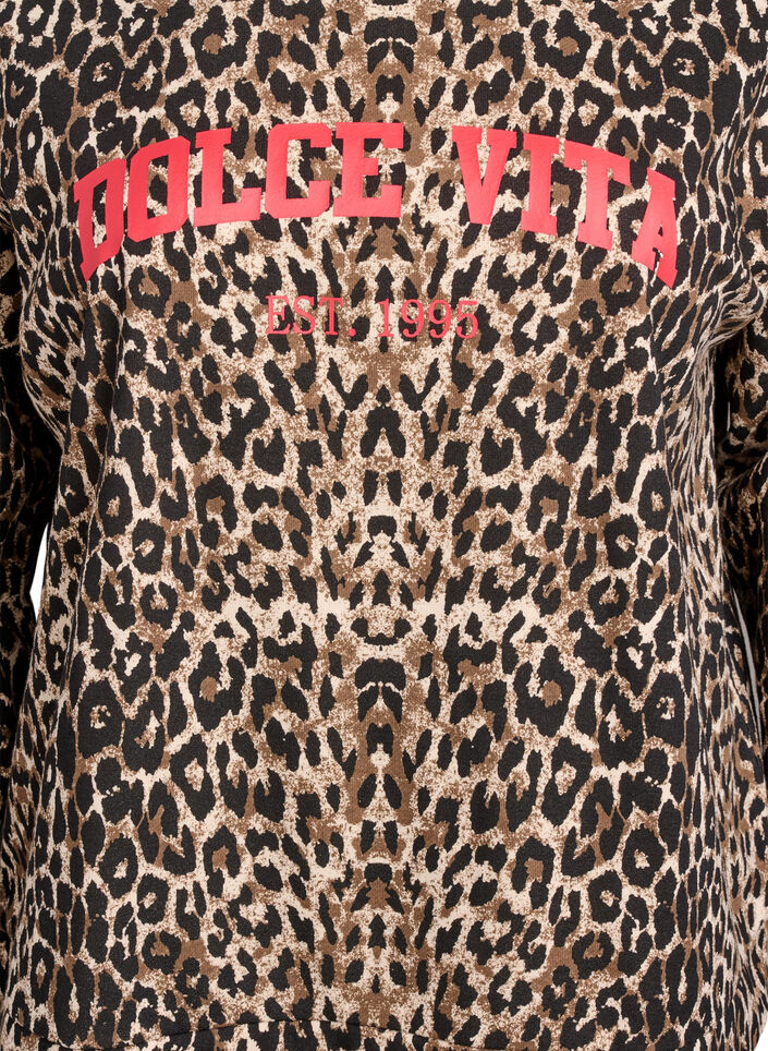 Sweatshirt mit Leopardenmuster und Statement-Print, Braun, Packshot image number 2