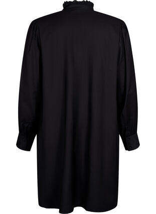 Viskose Hemdblusenkleid mit Rüschen, Black, Packshot image number 1