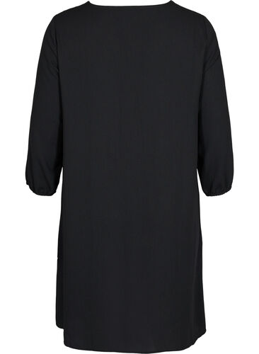 Kleid mit Spitze und 3/4 Ärmeln, Black, Packshot image number 1