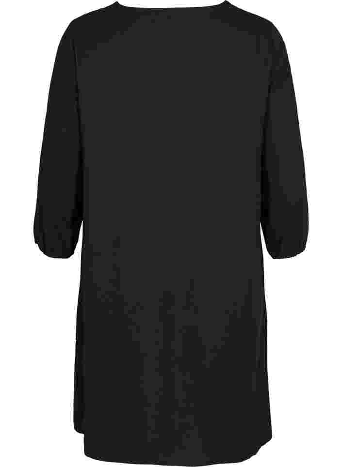 Kleid mit Spitze und 3/4 Ärmeln, Black, Packshot image number 1