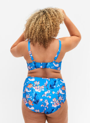 Extra hoch taillierte Bikini-Hose mit Print, Bright Blue Print, Model image number 1