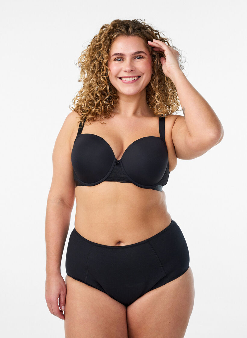 Hoch taillierter Periodenslip aus Baumwolle f&uuml;r die Nacht, Schwarz, Model