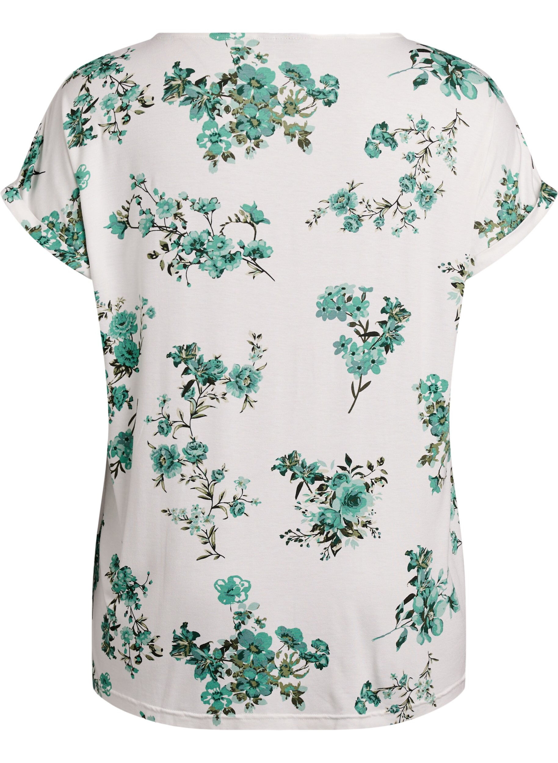 Zizzi T-Shirt mit Blumenprint, Wei&szlig;, Packshot image number 1