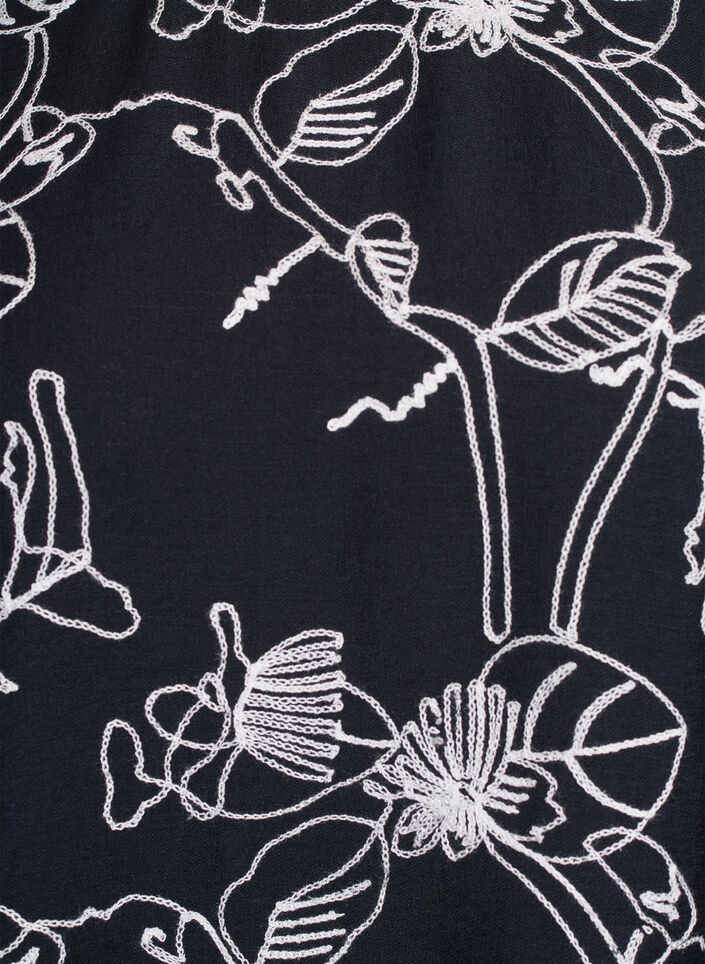 Kurzärmelige Bluse mit Stickmuster, Schwarz, Packshot image number 2