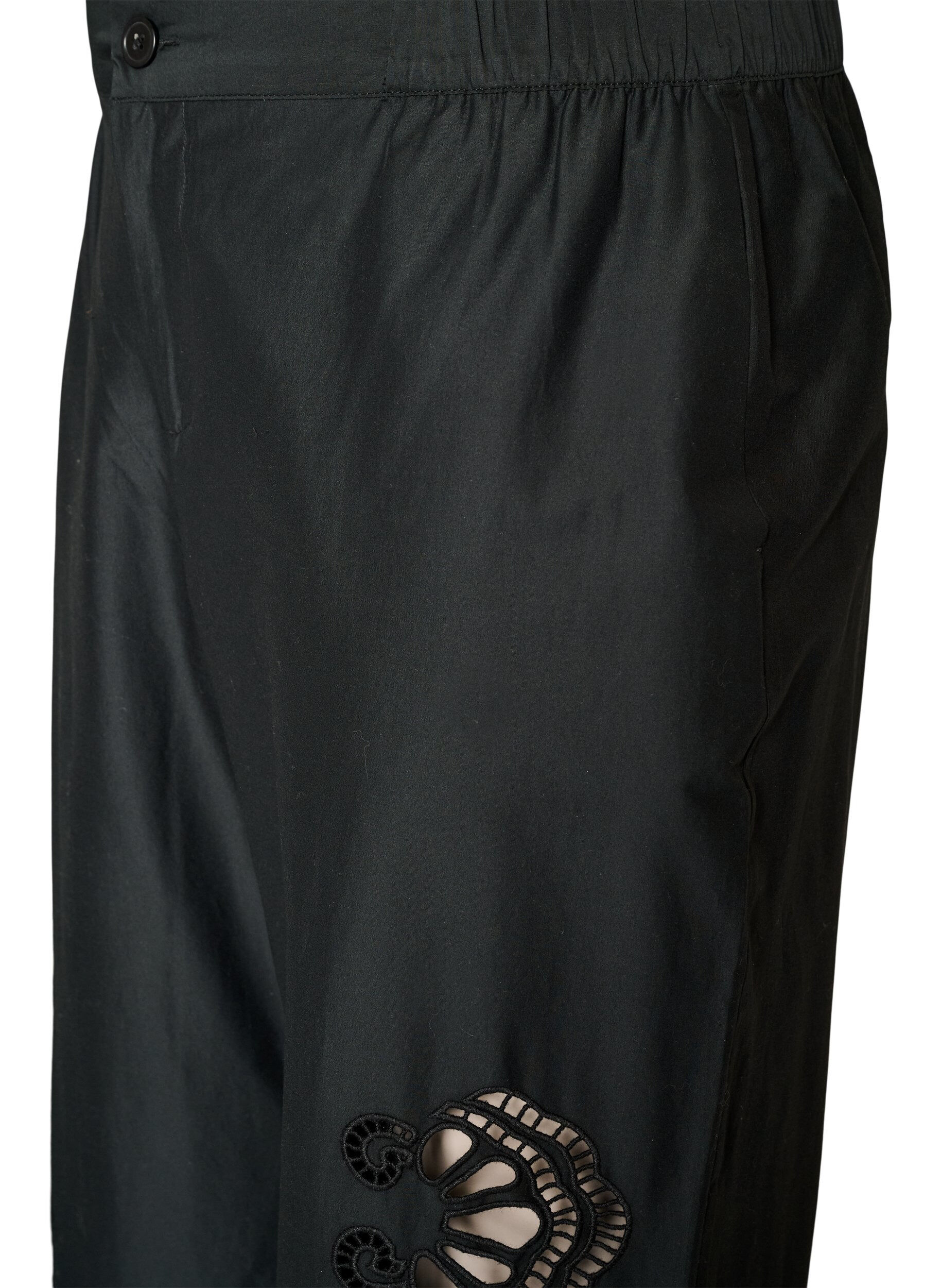 ZizziHose aus Baumwolle mit bestickten Cut-outs, Schwarz, Packshot image number 2