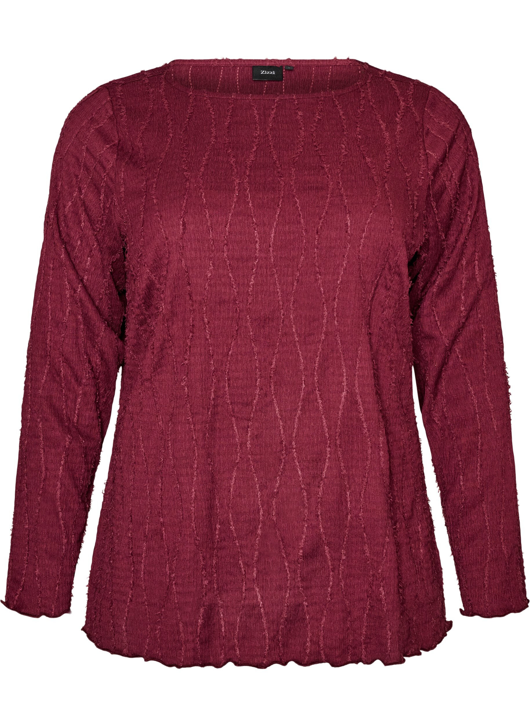 ZizziBluse aus Jersey mit welliger Struktur, Rot, Packshot image number 0