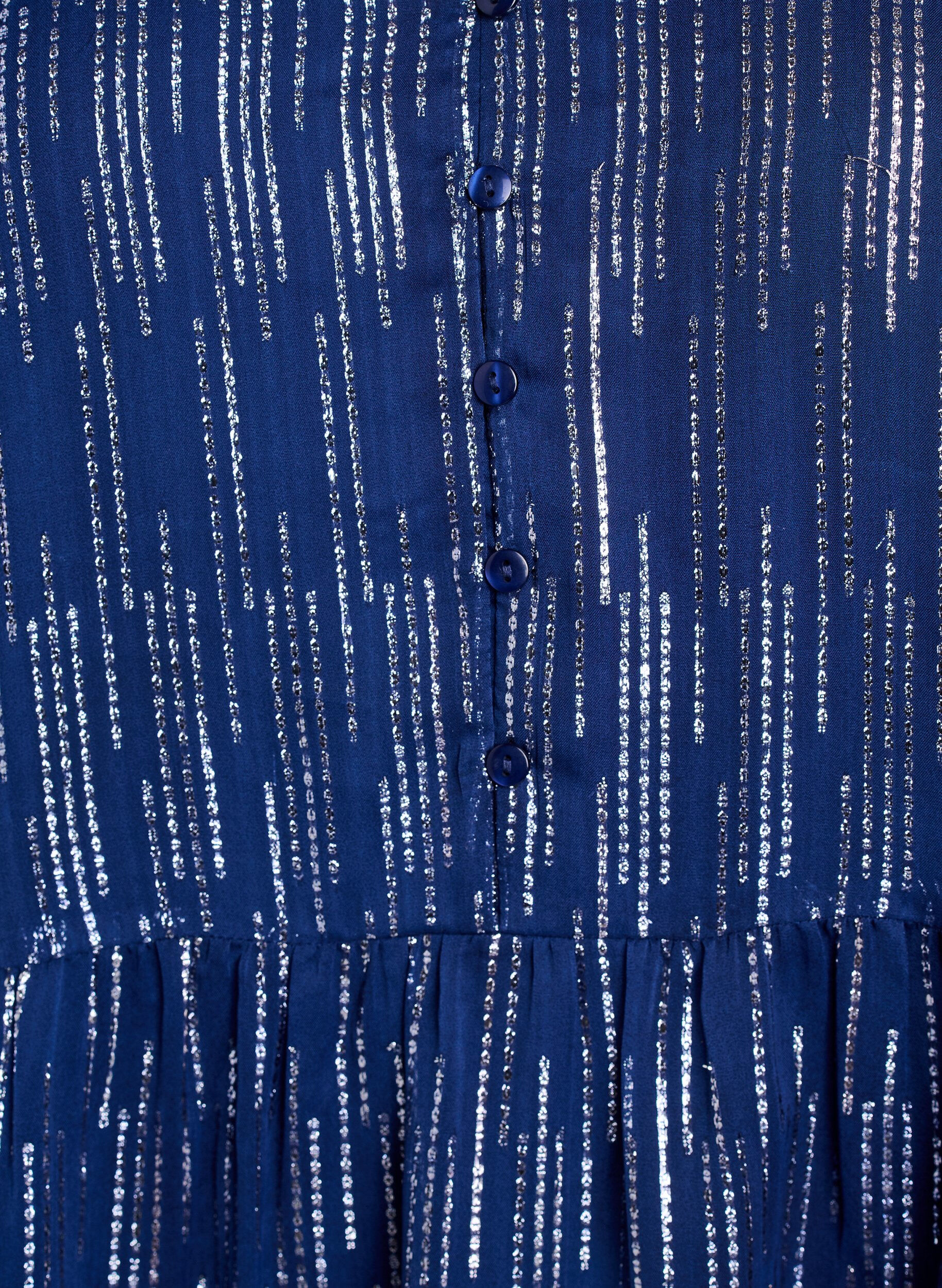 Zizzi Kurzes Partykleid mit Glitzermuster, Blau, Packshot image number 2