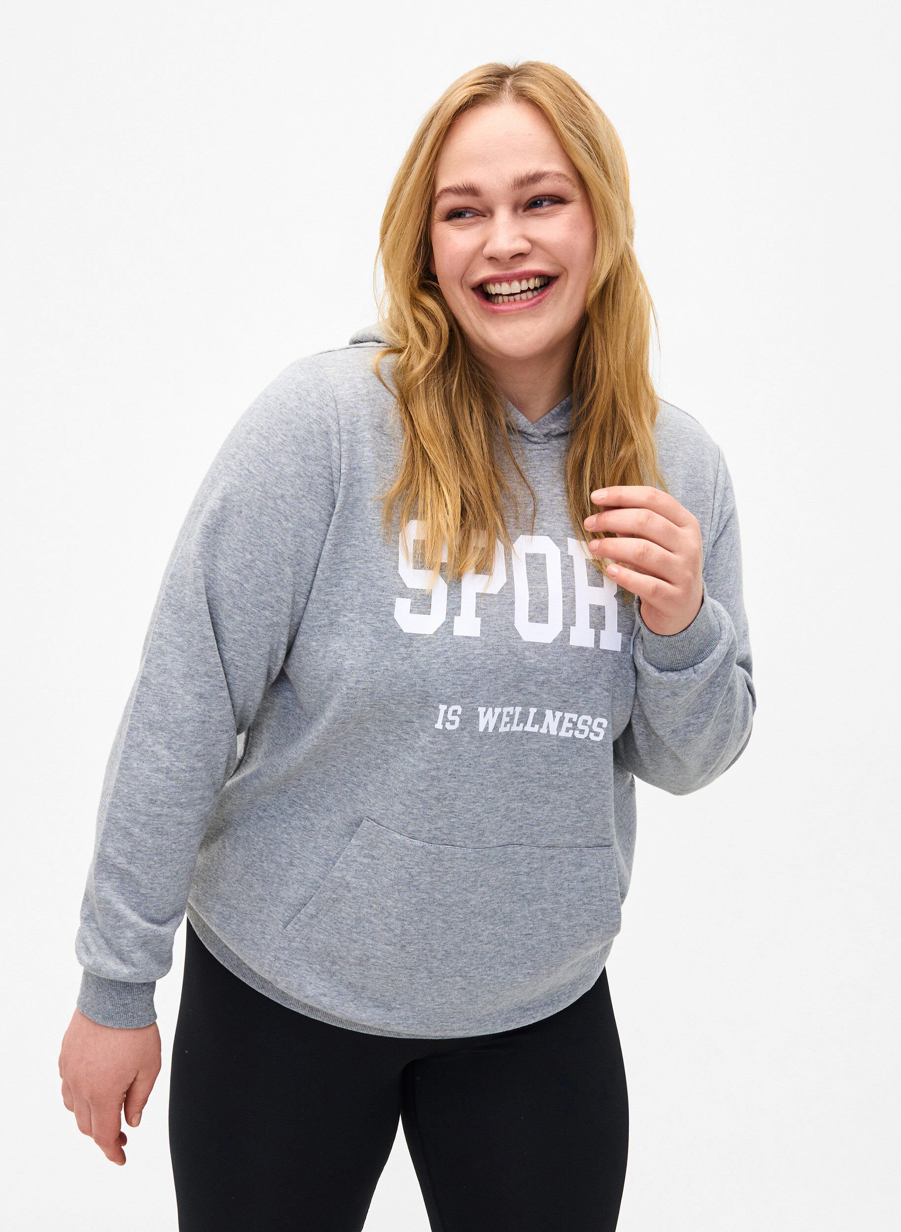 Zizzi Sweat-Hoodie, Light Grey Melange, Model image number 0