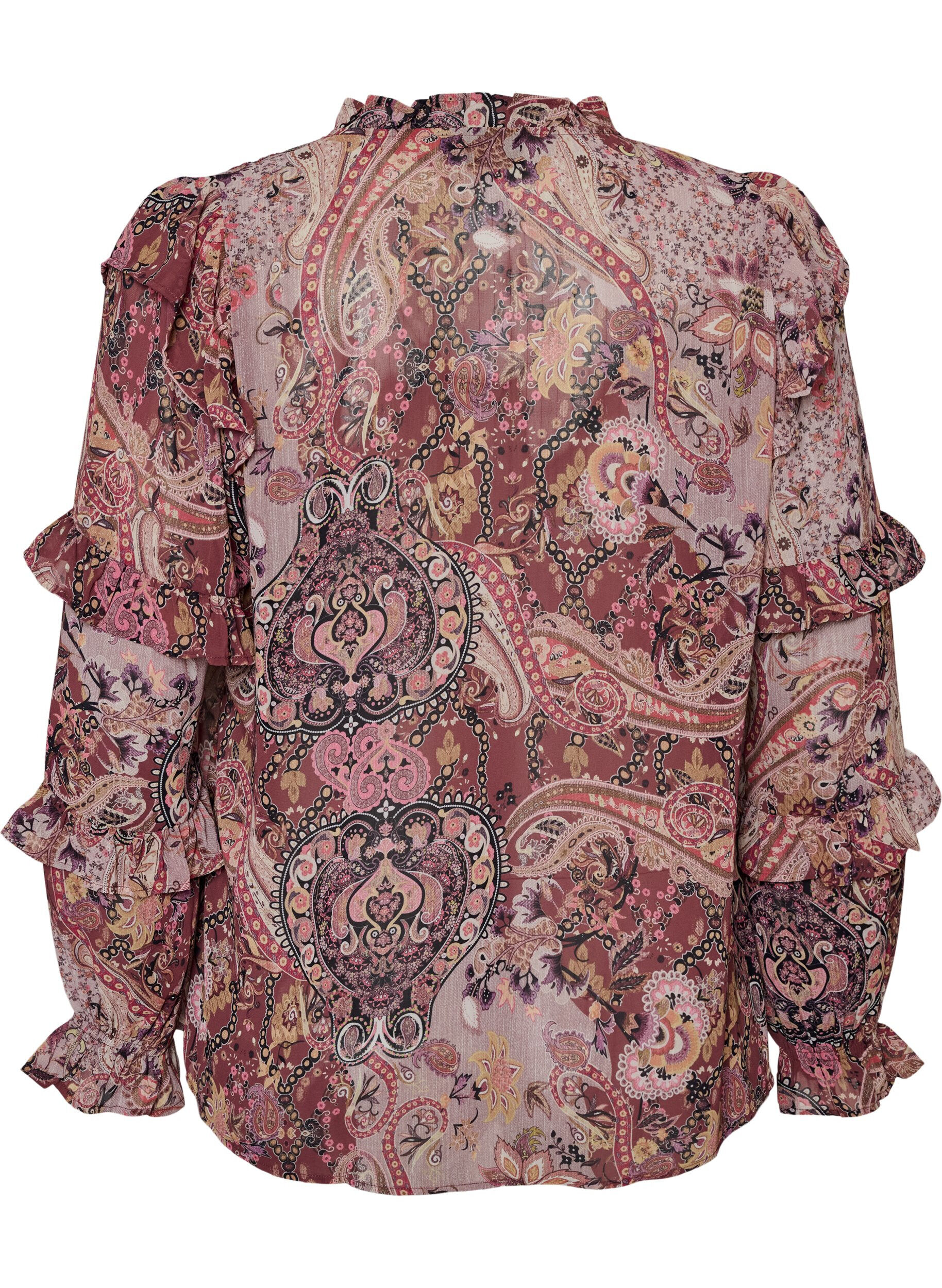 ZizziBluse mit Paisleymuster und R&uuml;schendetails, lila, Packshot image number 1