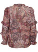 Bluse mit Paisleymuster und R&uuml;schendetails, lila, Packshot image number 1