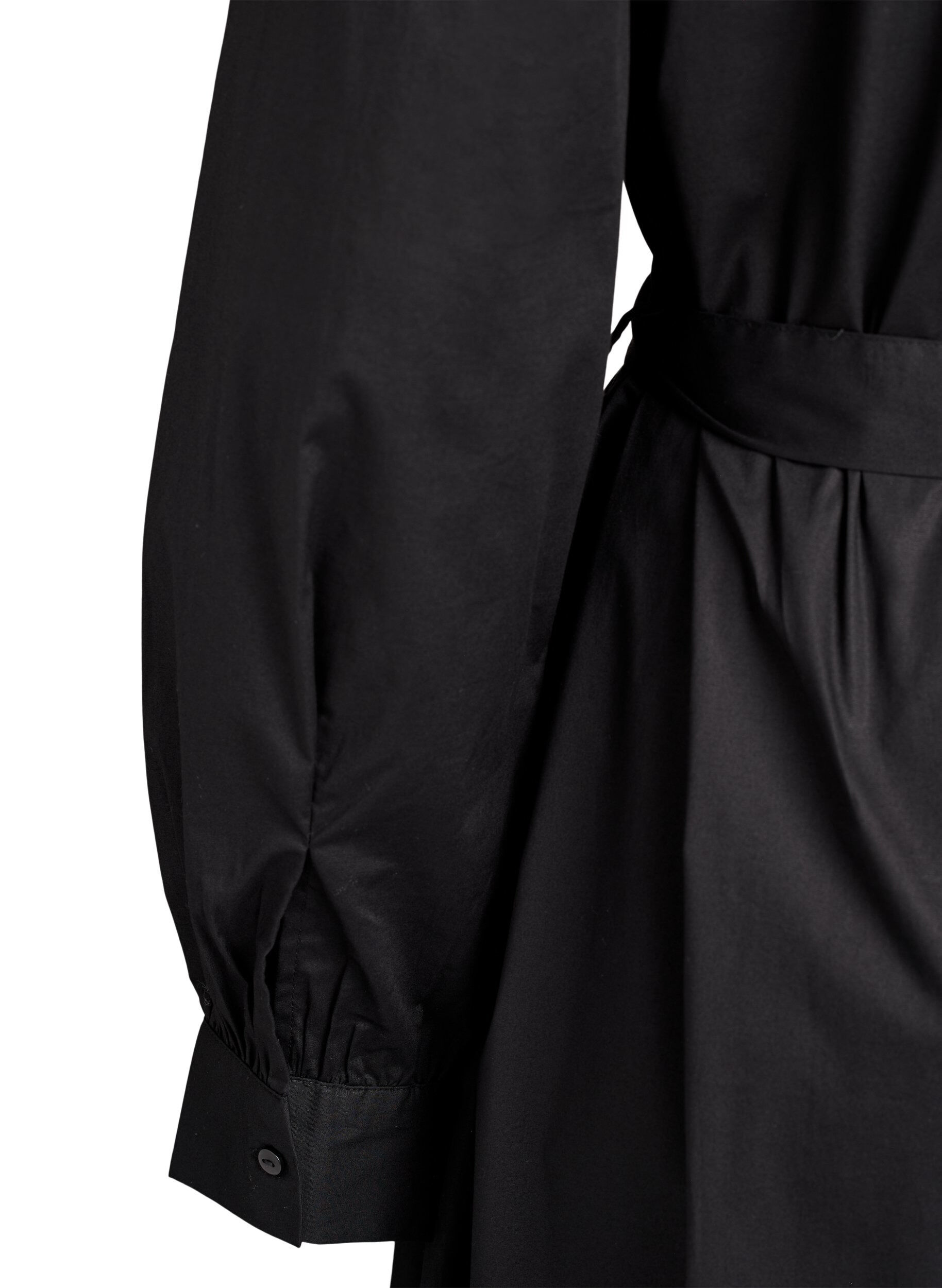 Zizzi Kleid aus Bio-Baumwolle mit Bindeg&uuml;rtel, Schwarz, Packshot image number 3