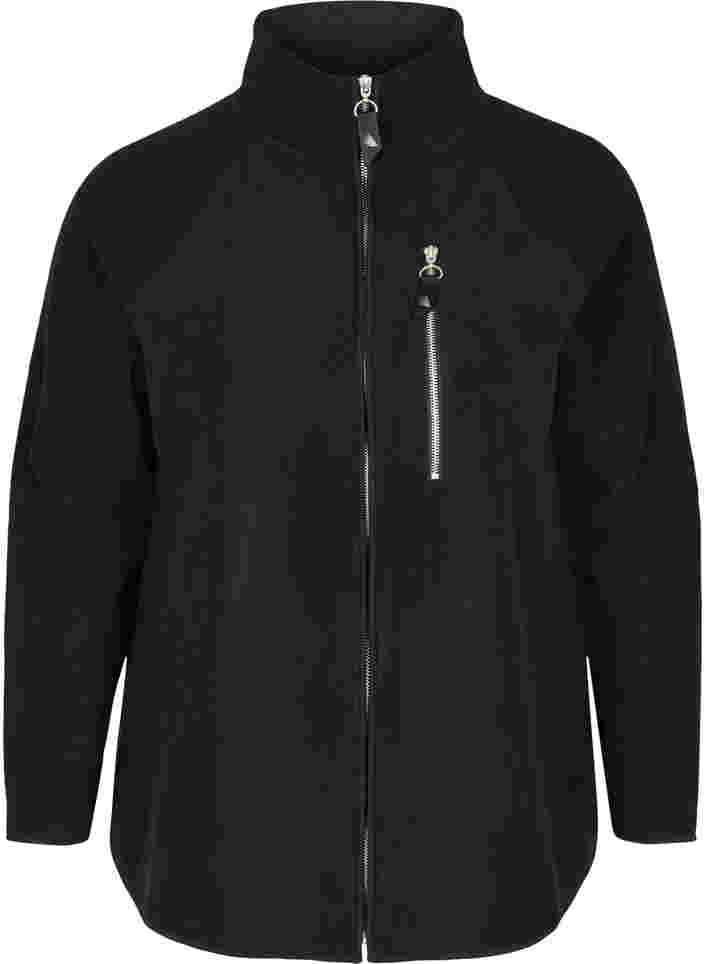 Fleece Cardigan mit Reißverschluss, Black, Packshot image number 0