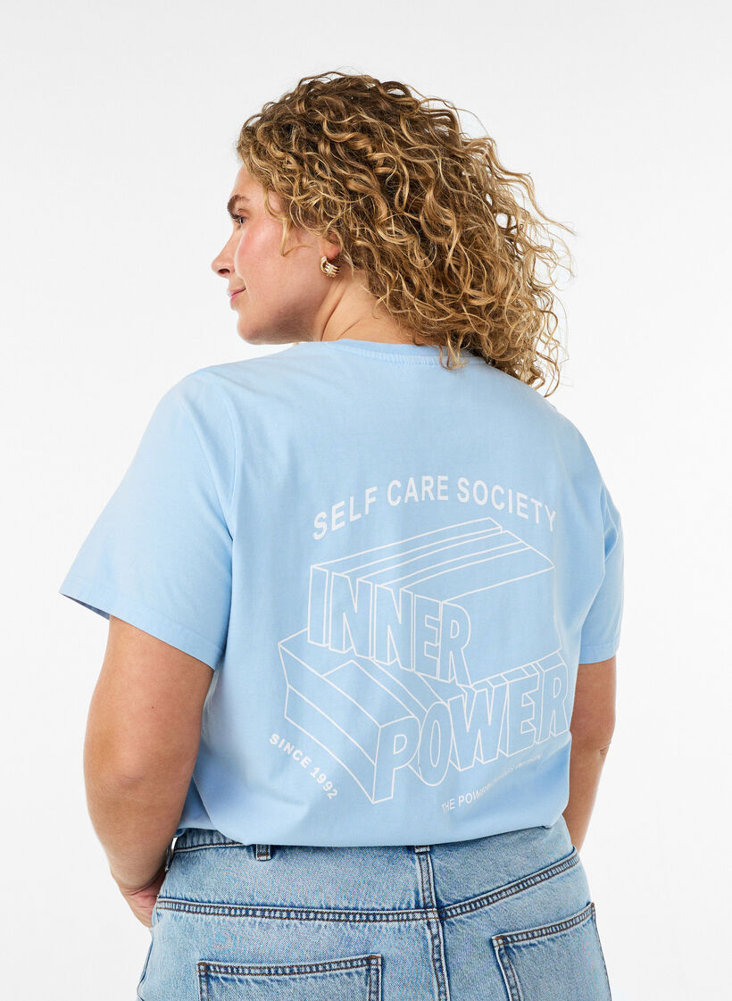 Grafik-T-Shirt aus Bio-Baumwolle, Blau, Model image number 0