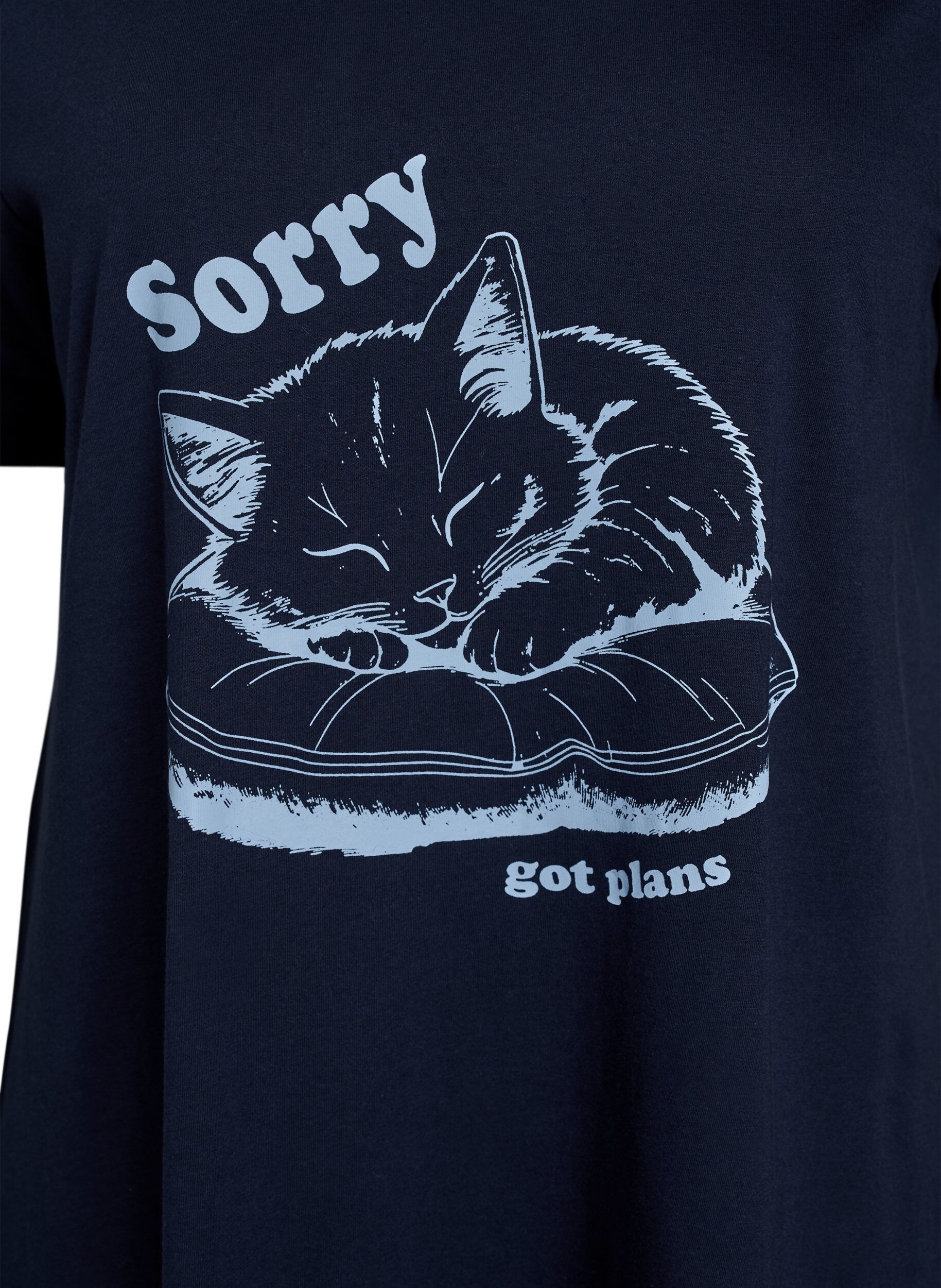 Zizzi Kurz&auml;rmeliges Nachthemd aus Bio-Baumwolle, Blau, Packshot image number 2