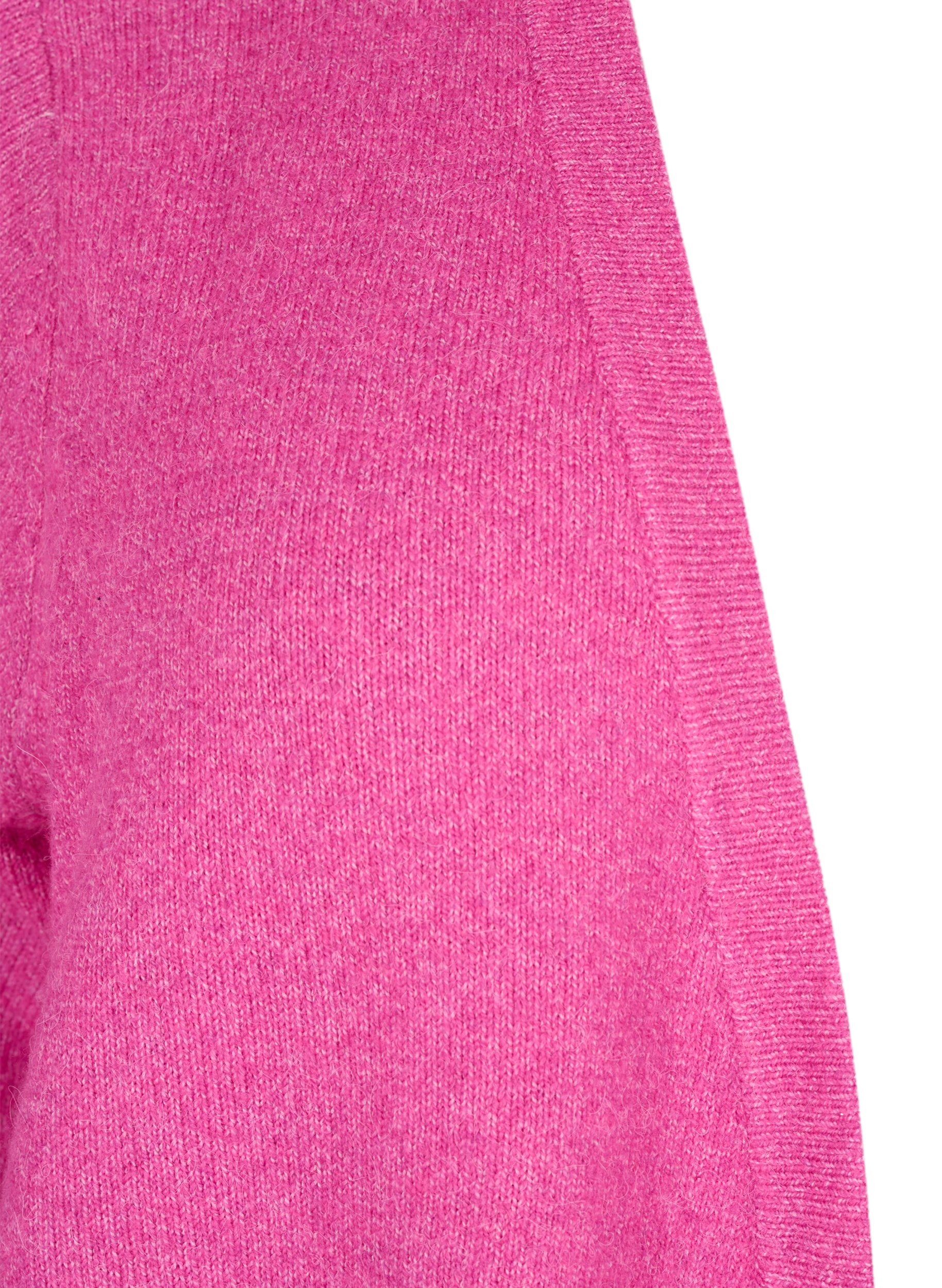 Zizzi Strickjacke mit Rippenstrick und Taschen, Pink, Packshot image number 2