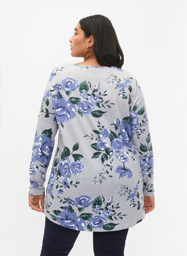  Bluse mit Blumenmuster und langen Ärmeln, Light Mel. AOP, Model image number 1