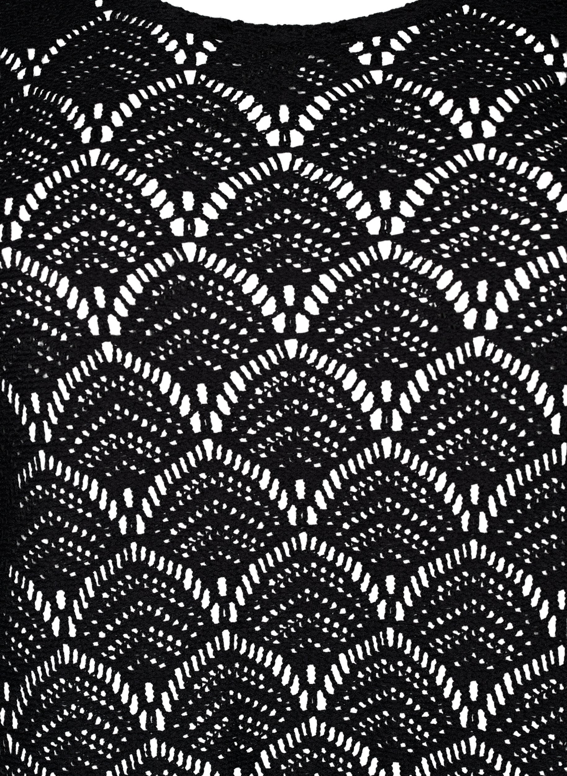 Zizzi Crochet Bluse mit 3/4 Pins, Black, Packshot image number 2