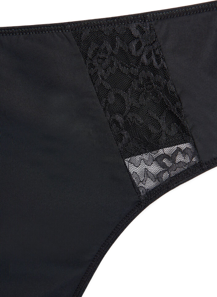 3er Pack G-Strings mit Spitzendetails, Schwarz, Packshot image number 3