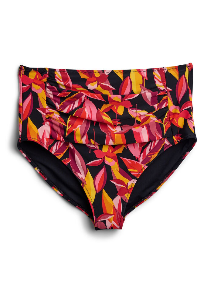 Bikini-Slip mit Print und hoher Taille, Rot, Packshot image number 0