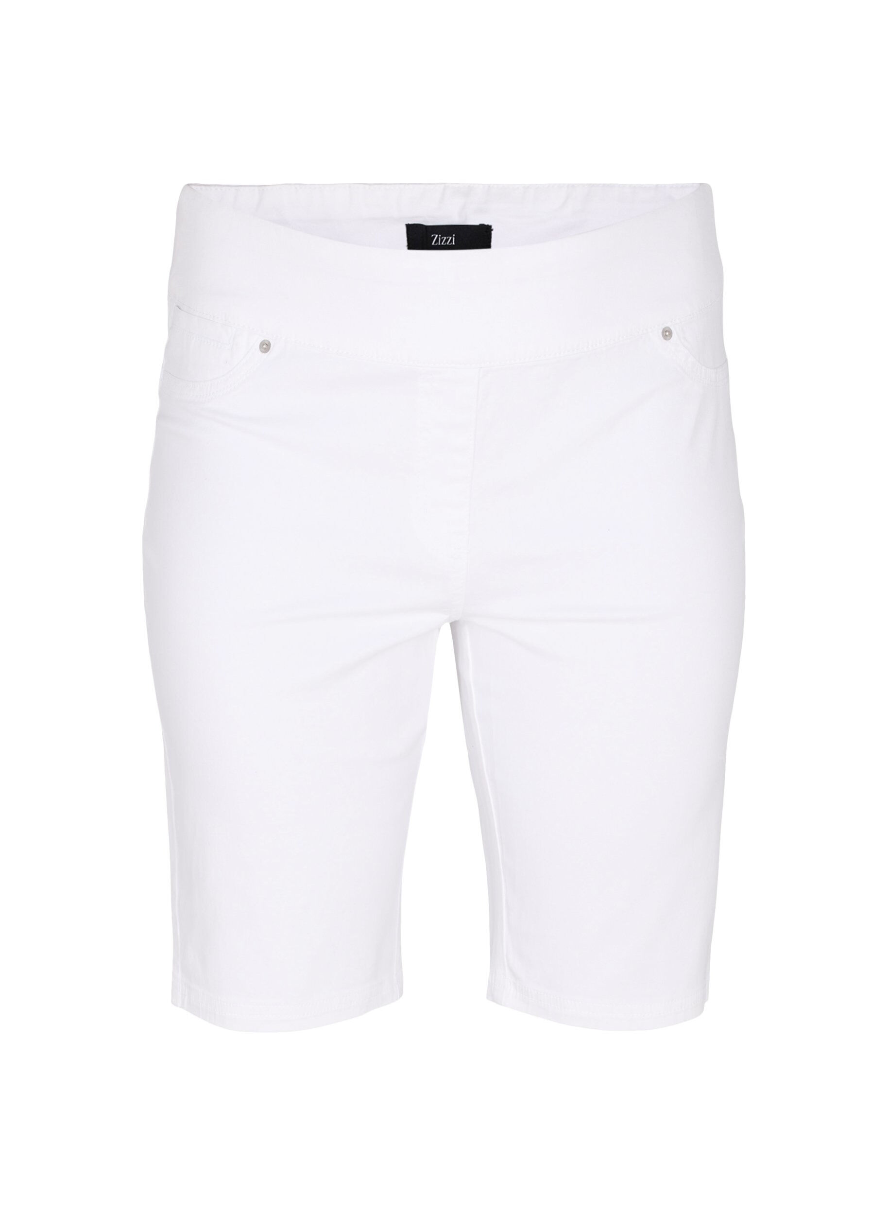 Zizzi Eng anliegende Shorts mit Ges&auml;&szlig;taschen, White, Packshot image number 0