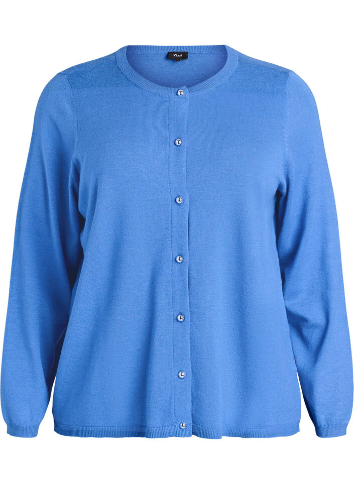 Cardigan mit runden Kn&ouml;pfen, Blau, Packshot image number 0