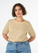 Gestreiftes T-Shirt mit gerippter Struktur, Gelb, Model image number 0