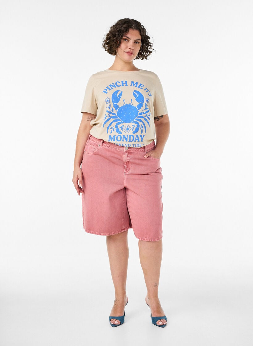 T-shirt aus Baumwolle mit Print, Beige, Model image number 1