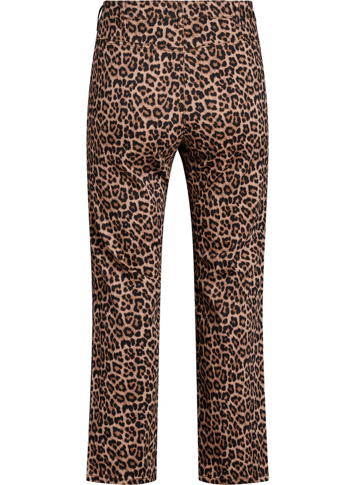 Leopard Jeans mit normaler Taille, Braun, Packshot image number 1