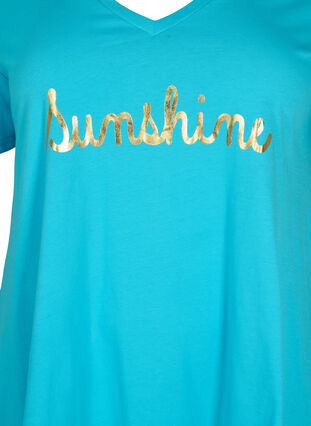 Baumwoll-T-Shirt mit kurzen Ärmeln, Blue Atoll Sunshine, Packshot image number 2