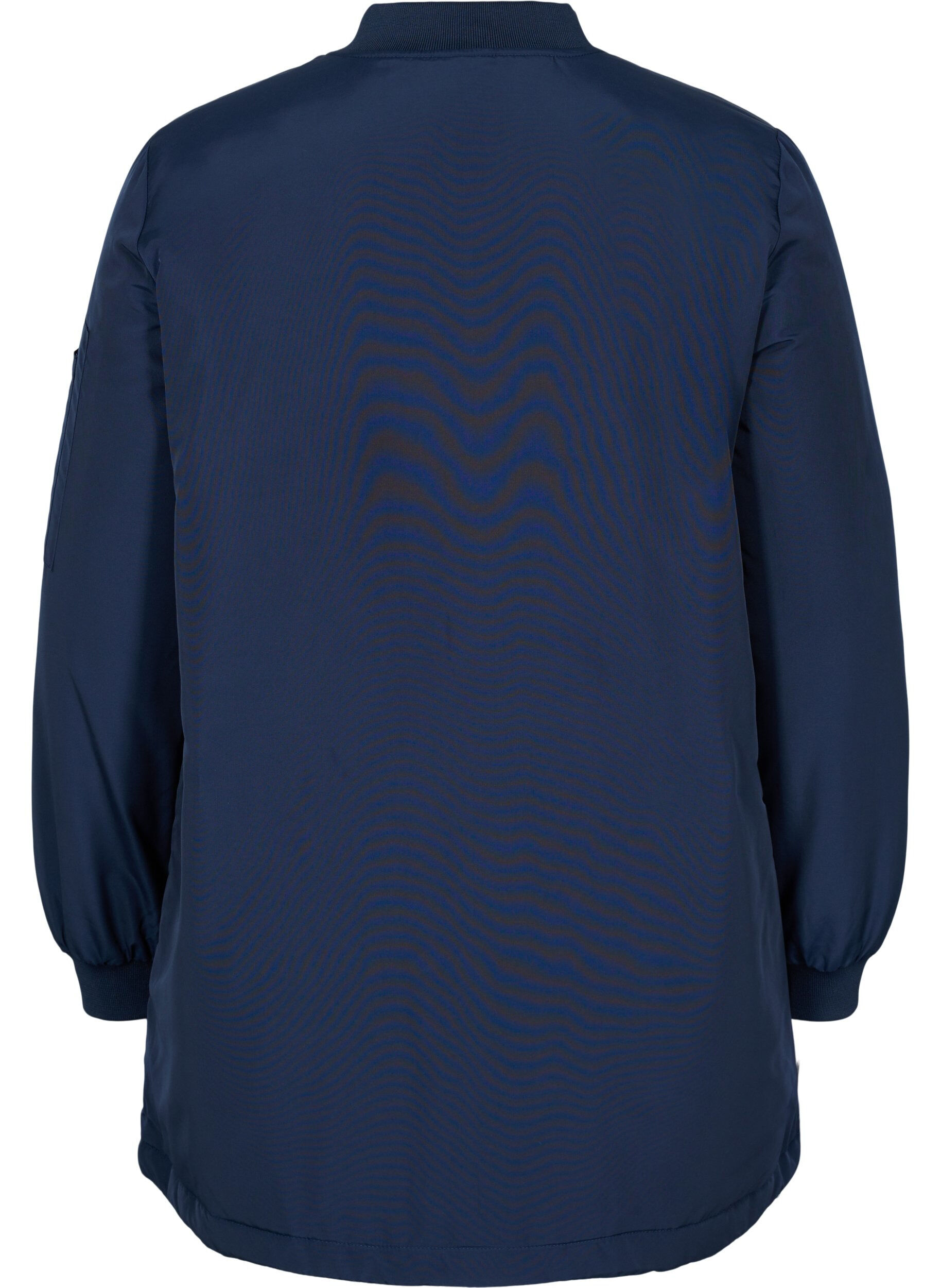 Zizzi Lange Bomberjacke mit Taschen, Navy Blazer, Packshot image number 1