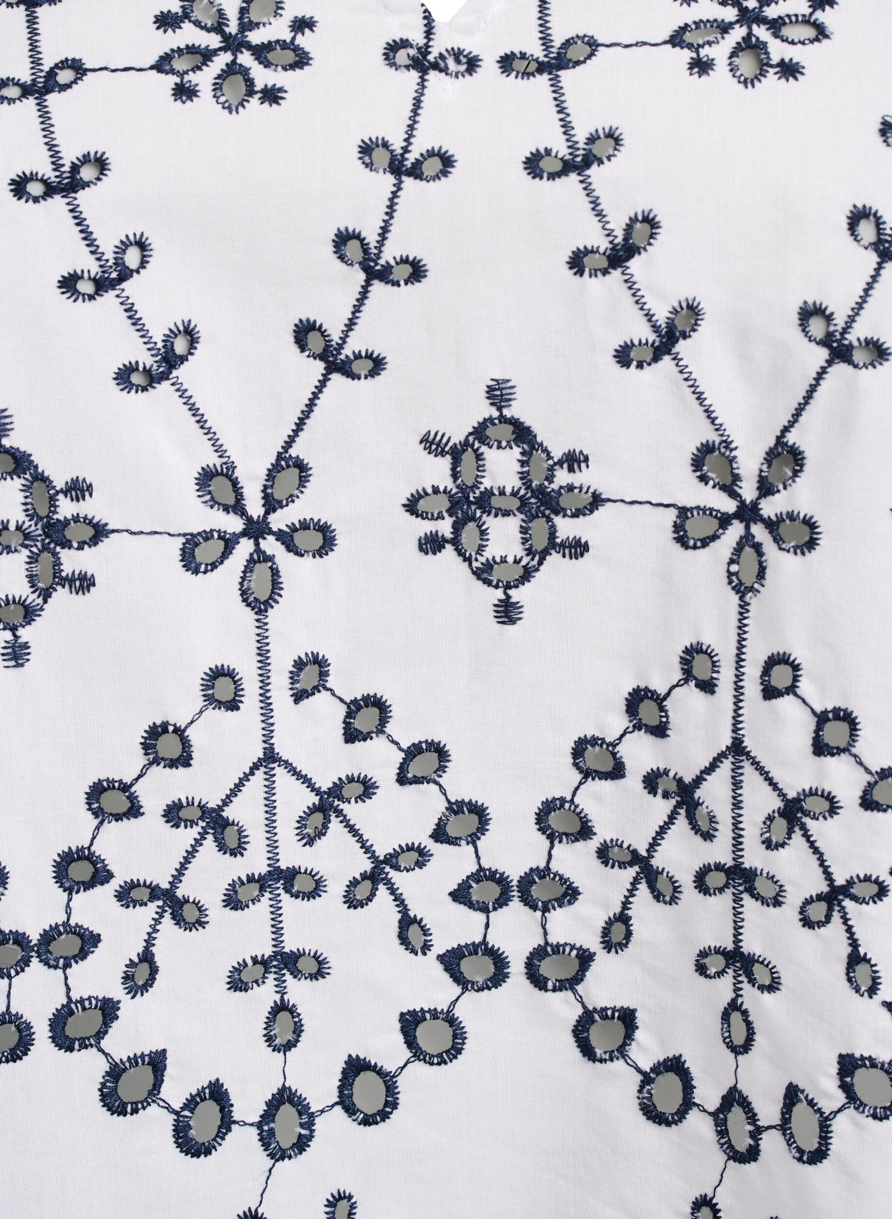 Zizzi Bluse mit 3/4-&Auml;rmeln und kontrastierender Broderie Anglaise, Wei&szlig;, Packshot image number 2