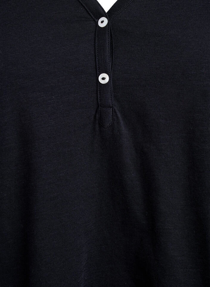 T-Shirt mit Knopfleiste, Schwarz, Packshot image number 2