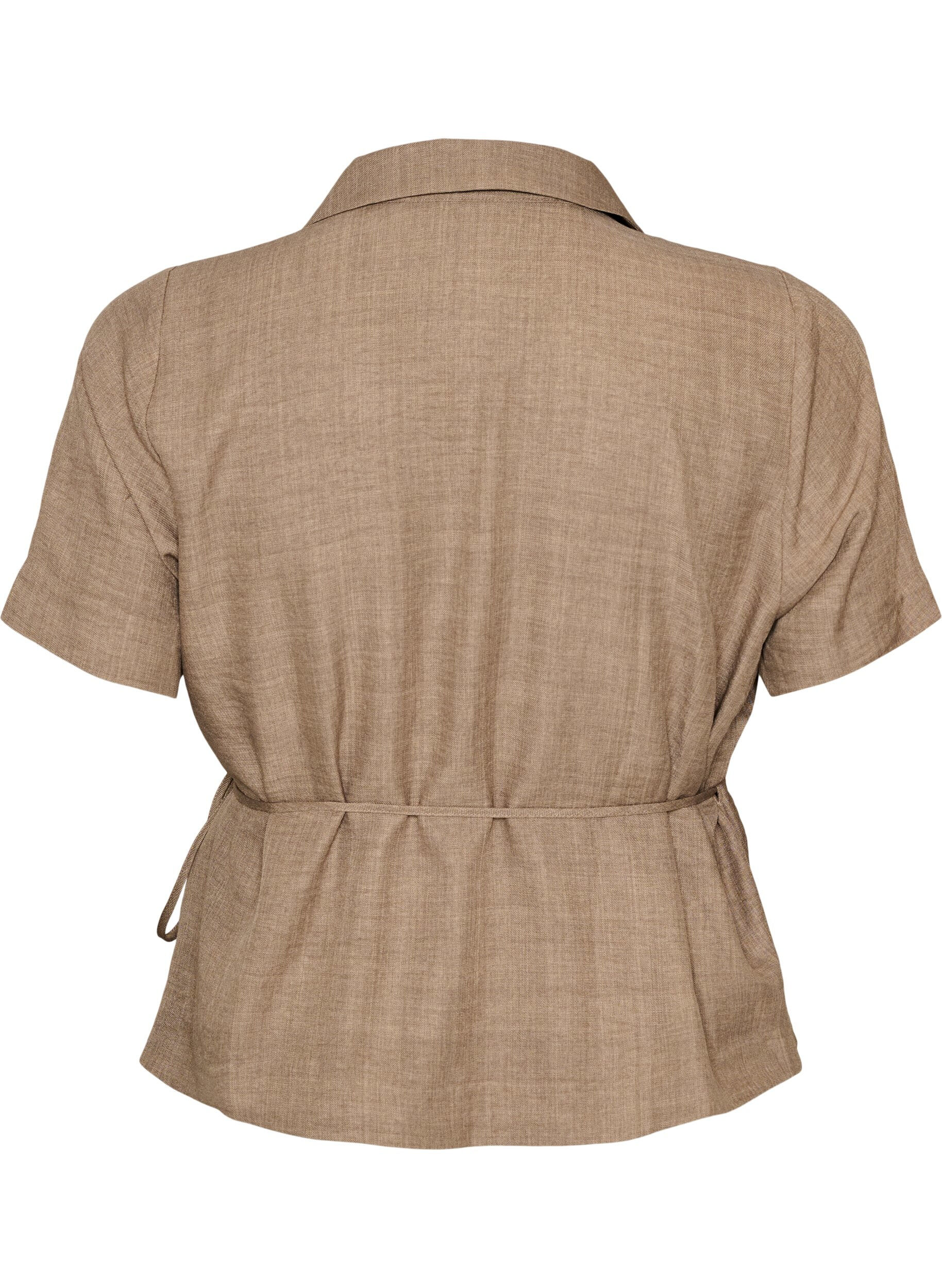 ZizziWickelbluse mit Bindeband, Braun, Packshot image number 1