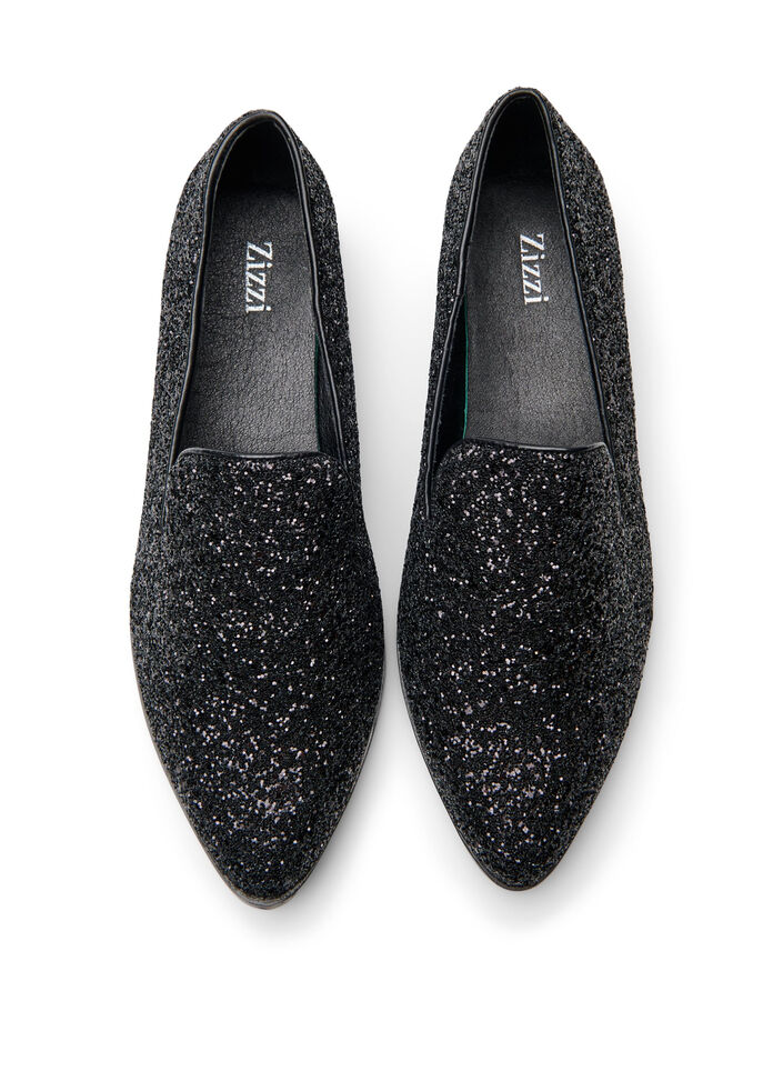 Extra-Weite - Loafer mit Glitzer, Schwarz, Packshot