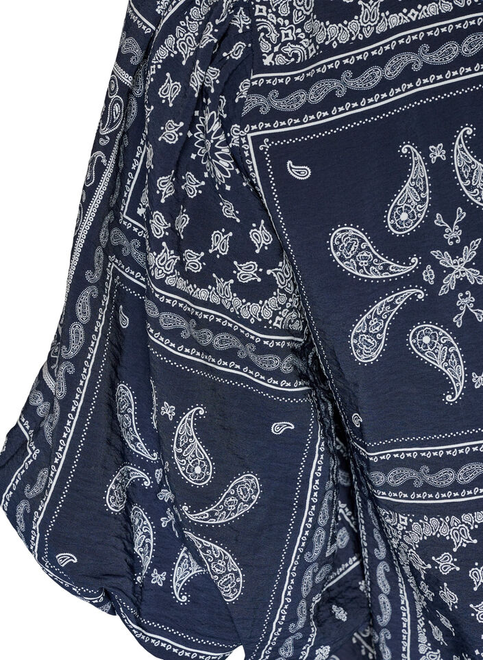 Bluse aus Viskose mit Paisleymuster und Ballon&auml;rmeln, Blau, Packshot image number 3