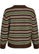 Strickbluse mit Streifen und Polokragen, Braun, Packshot image number 1