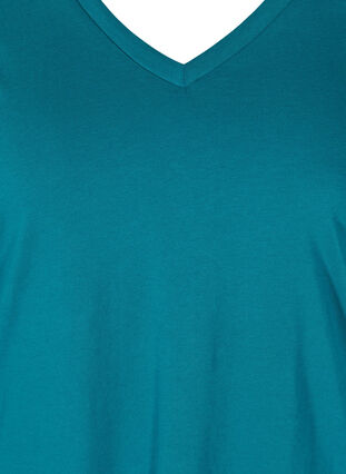 T-Shirt aus Bio-Baumwolle mit V-Ausschnitt, Maroccan Blue, Packshot image number 2